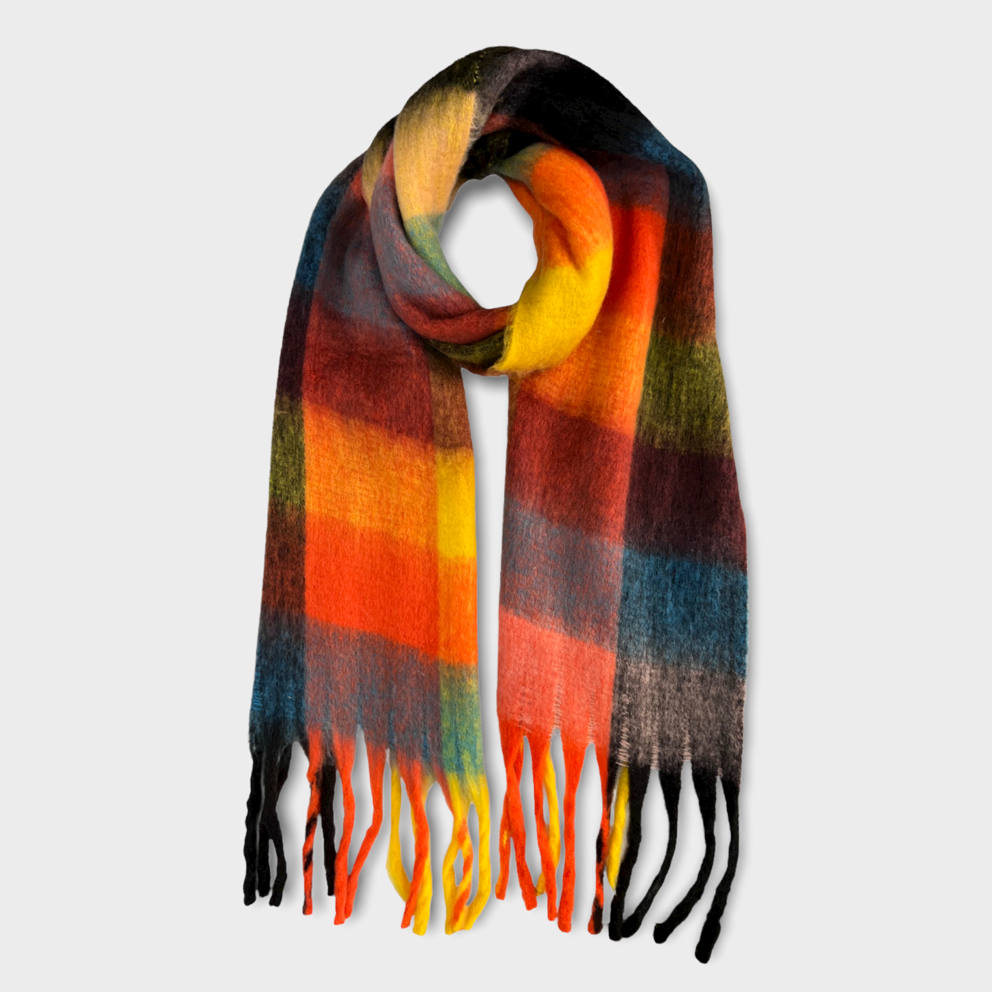 London Scarves - 16 Colours Soft check blanket scarf finished with tassels - Pinks