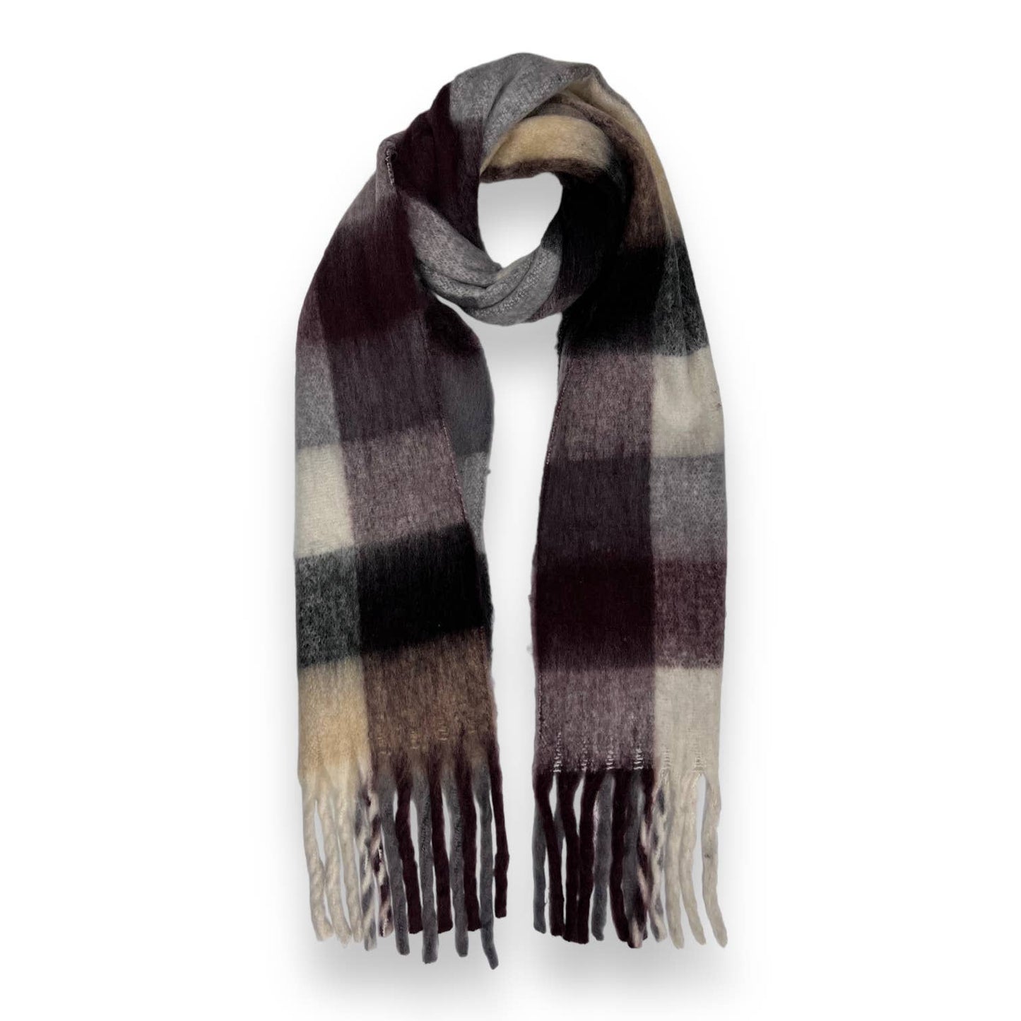 London Scarves - 16 Colours Soft check blanket scarf finished with tassels - Pinks