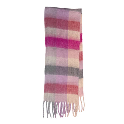 London Scarves - 16 Colours Soft check blanket scarf finished with tassels - Pinks