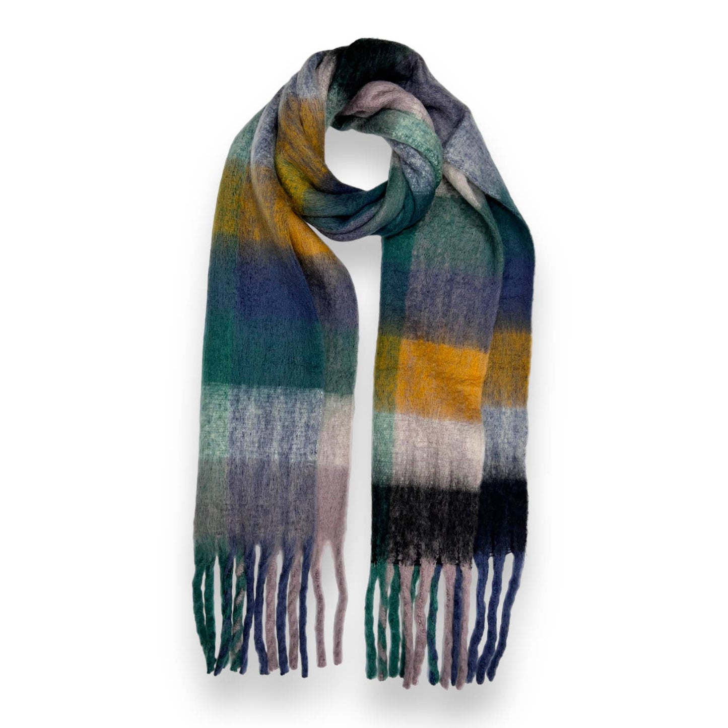 London Scarves - 16 Colours Soft check blanket scarf finished with tassels - Pinks