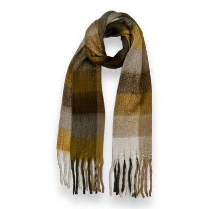 London Scarves - 16 Colours Soft check blanket scarf finished with tassels - Pinks
