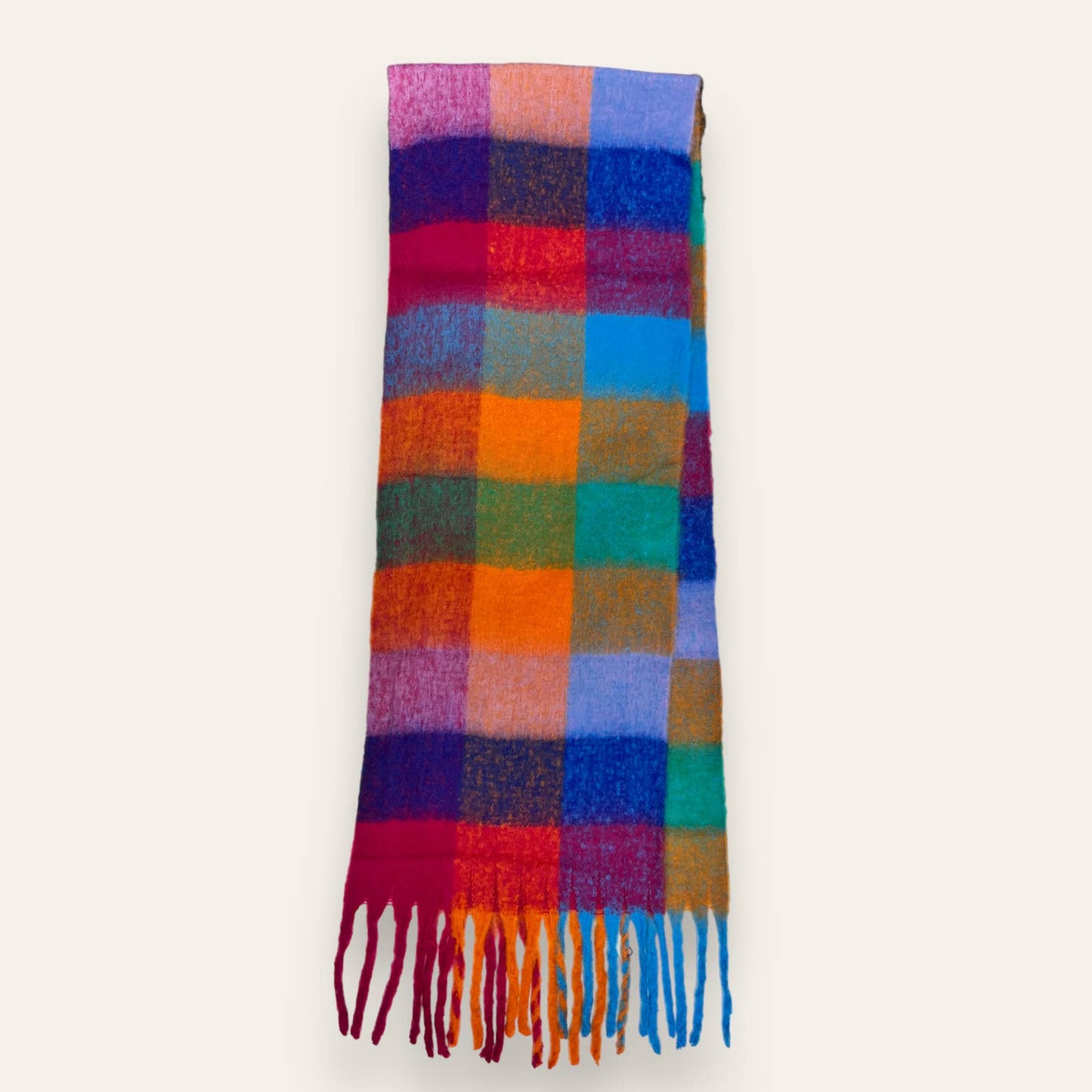 London Scarves - 16 Colours Soft check blanket scarf finished with tassels - Pinks