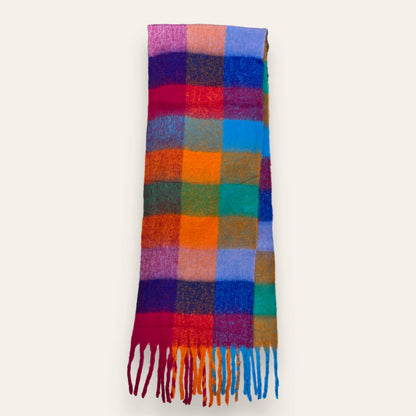 London Scarves - 16 Colours Soft check blanket scarf finished with tassels - Pinks