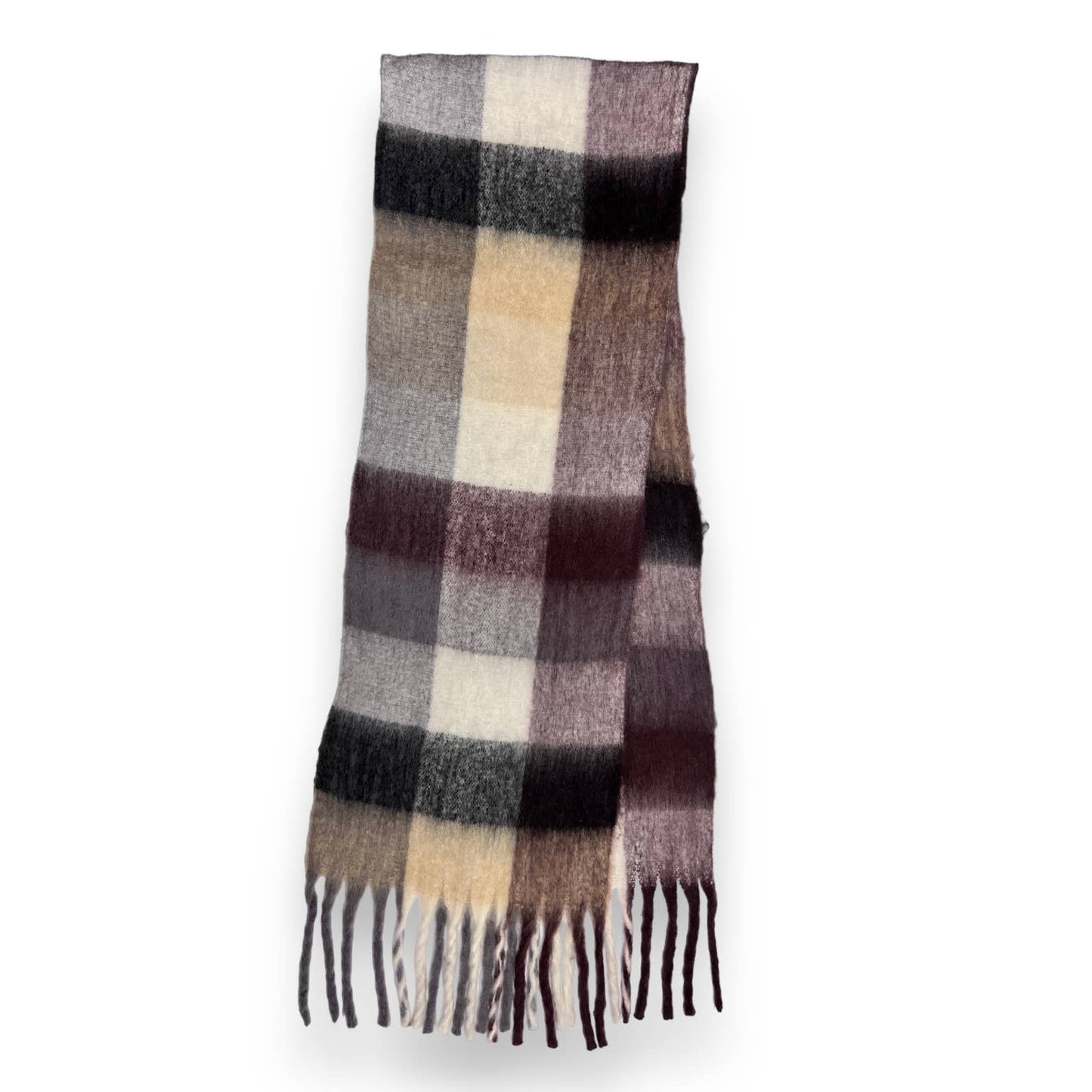 London Scarves - 16 Colours Soft check blanket scarf finished with tassels - Pinks