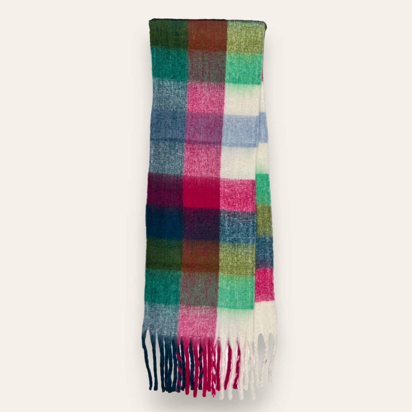 London Scarves - 16 Colours Soft check blanket scarf finished with tassels - Pinks