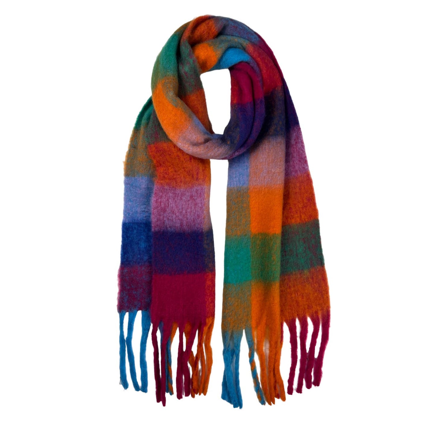 London Scarves - 16 Colours Soft check blanket scarf finished with tassels - Pinks