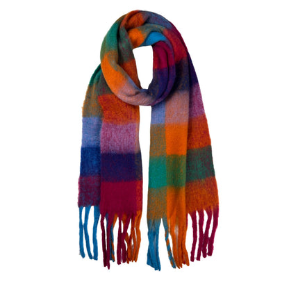 London Scarves - 16 Colours Soft check blanket scarf finished with tassels - Pinks