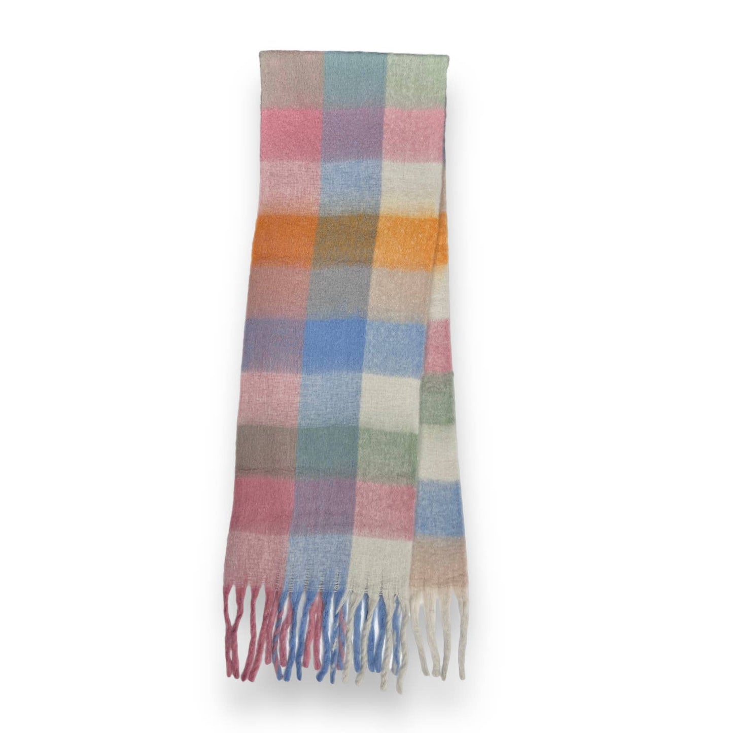 London Scarves - 16 Colours Soft check blanket scarf finished with tassels - Pinks