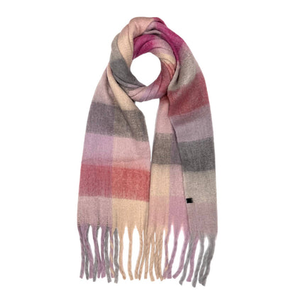 London Scarves - 16 Colours Soft check blanket scarf finished with tassels - Pinks