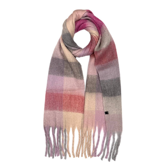 London Scarves - 16 Colours Soft check blanket scarf finished with tassels - Pinks