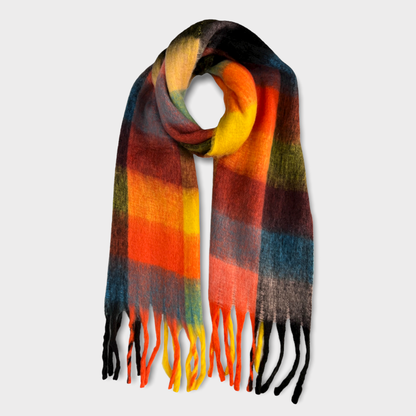 London Scarves - 16 Colours Soft check blanket scarf finished with tassels - Pinks