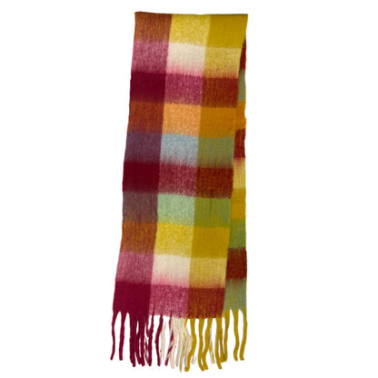 London Scarves - 16 Colours Soft check blanket scarf finished with tassels - Pinks